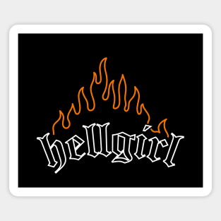 Hellgirl Aesthetic Goth Grl Grunge Design (Orange Flames & White Text) Magnet